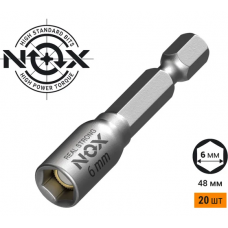 Головка торцевая NOX магнитная  6х48мм, ПВХ NUT SETTER  20 шт/уп.